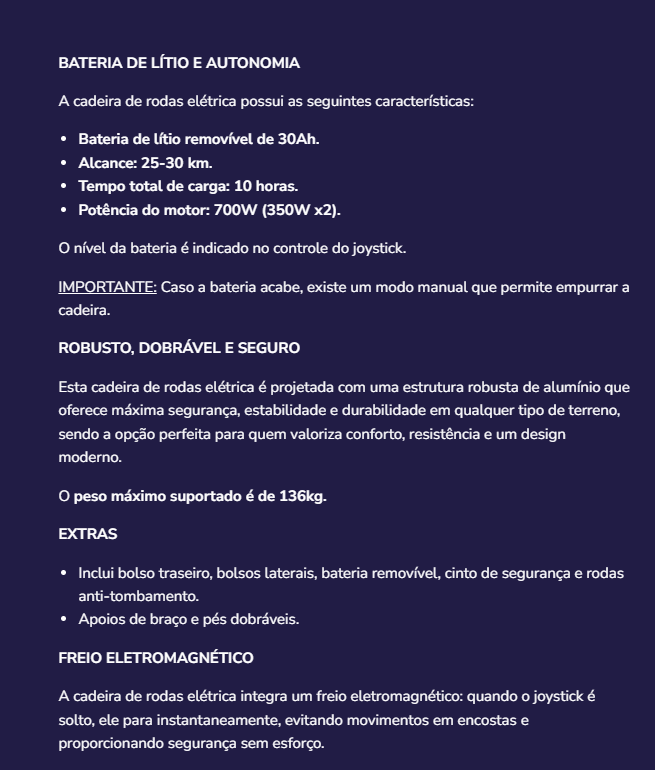 Cadeira de rodas eletrica Kmina K10075
