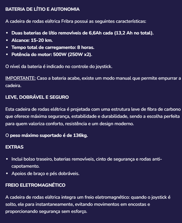 Cadeira de rodas eletrica fibra K10076