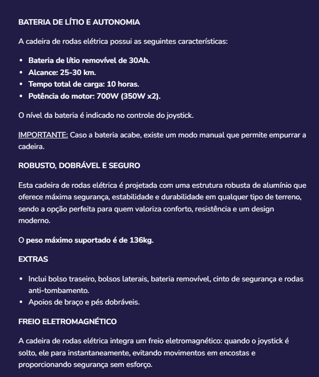Cadeira de rodas eletrica Kmina K10074
