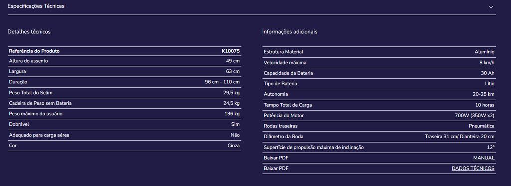 Cadeira de rodas eletrica Kmina K10075