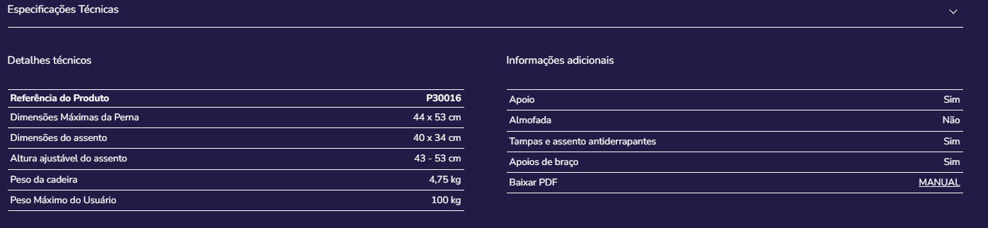Cadeira de banho P30016