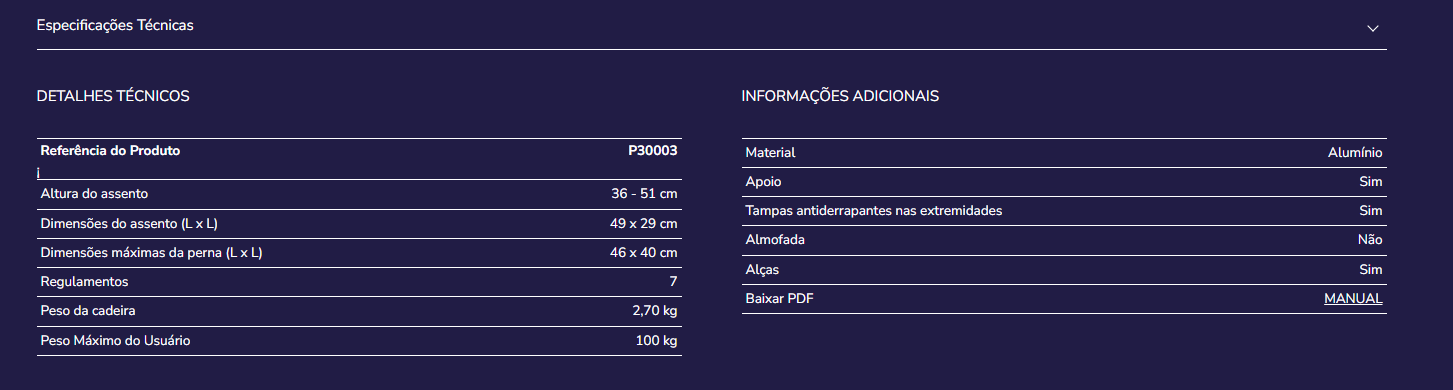 Cadeira de banho P30003