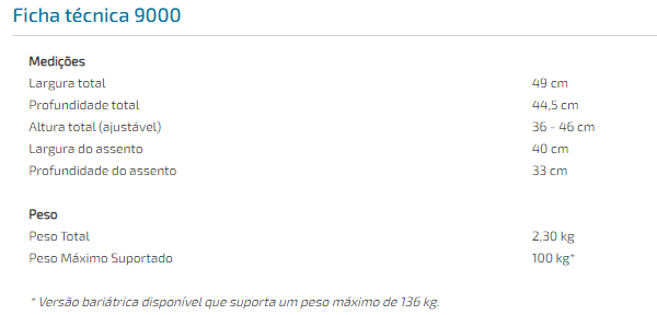 Banco de banho 9000