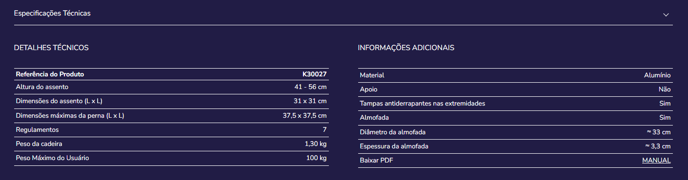 Banco de banho K30027