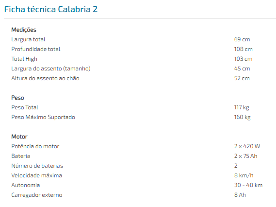 Cadeira de rodas elétrica Calabria 2