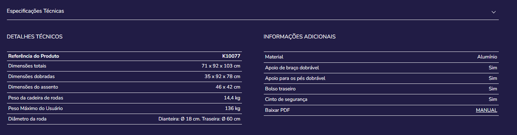 Cadeira de rodas K10077
