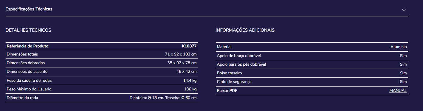 Cadeira de rodas K10077