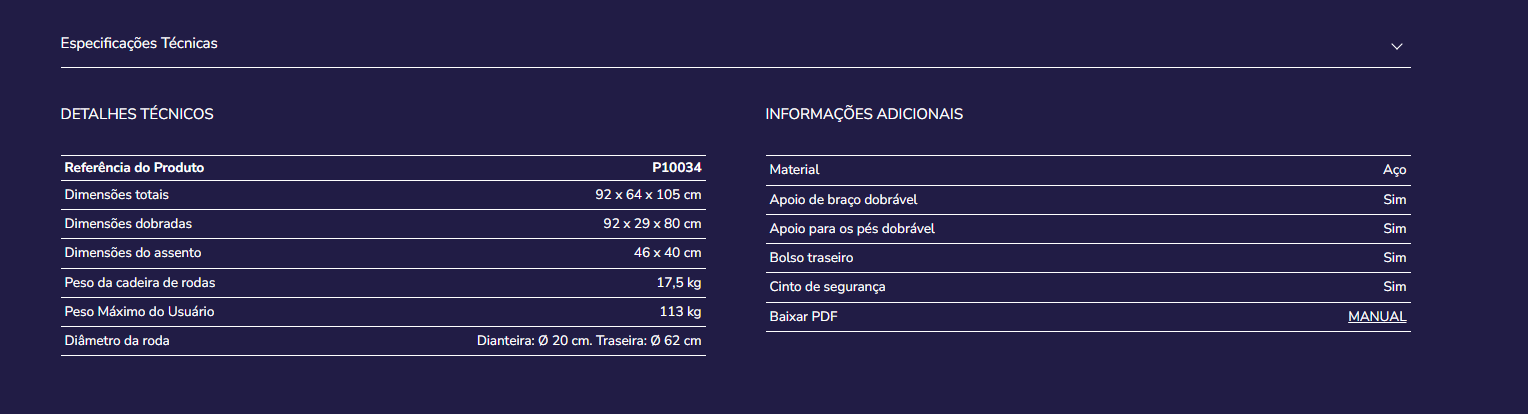 Cadeira de rodas P10034