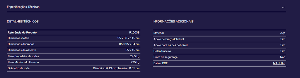 Cadeira de rodas P10038