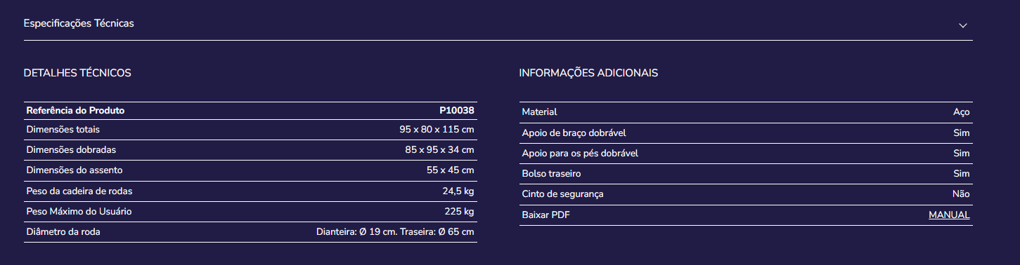 Cadeira de rodas P10038
