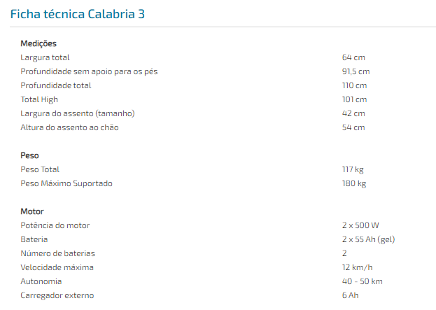 Cadeira de rodas elétrica Calabria 3