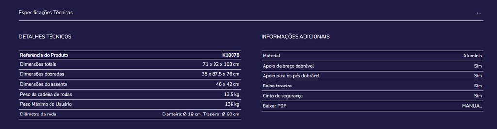 Cadeira de rodas K10078