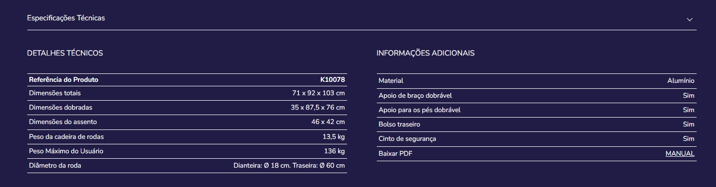 Cadeira de rodas K10078