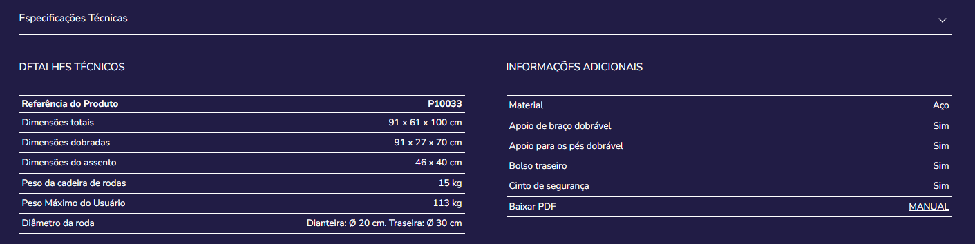 Cadeira de rodas Pepe Transporte P10033