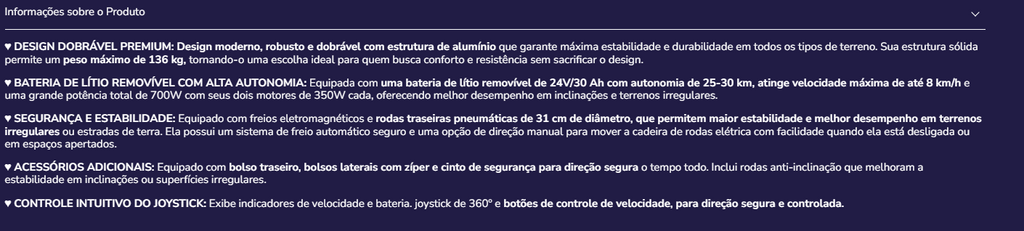 Cadeira de rodas eletrica Kmina K10075