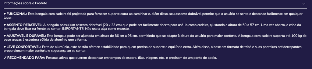 Bengala com assento K10058