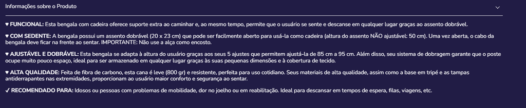 Bengala com assento K10059