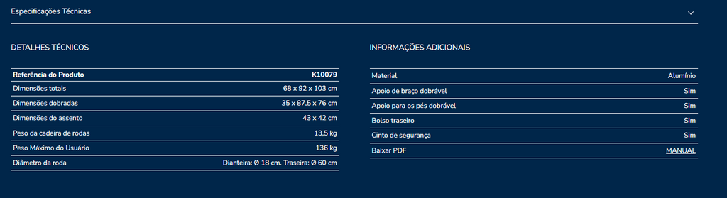 Cadeira de rodas K10079
