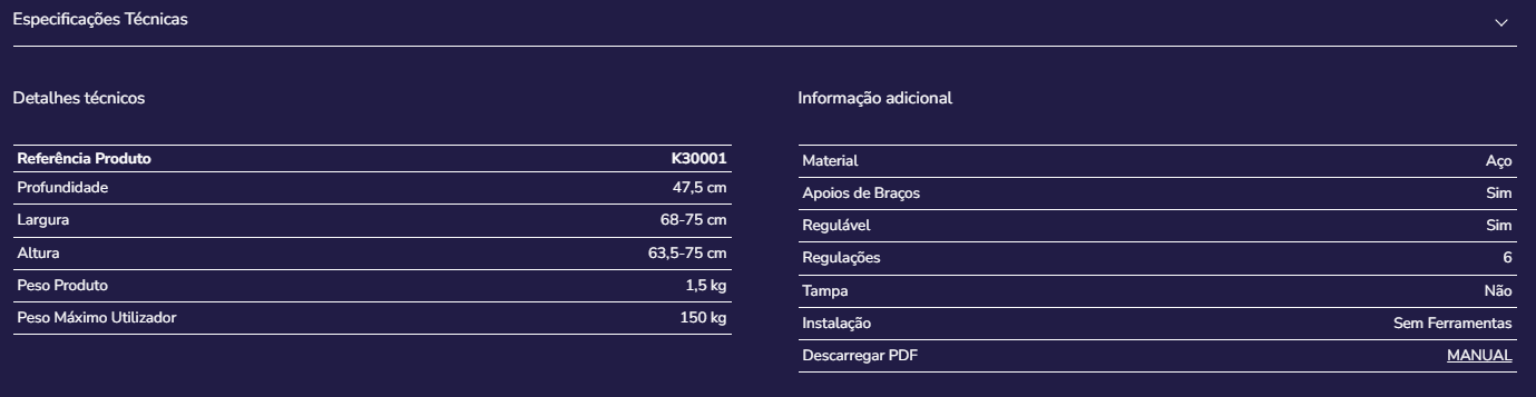 Apoio de braços sanita K30001