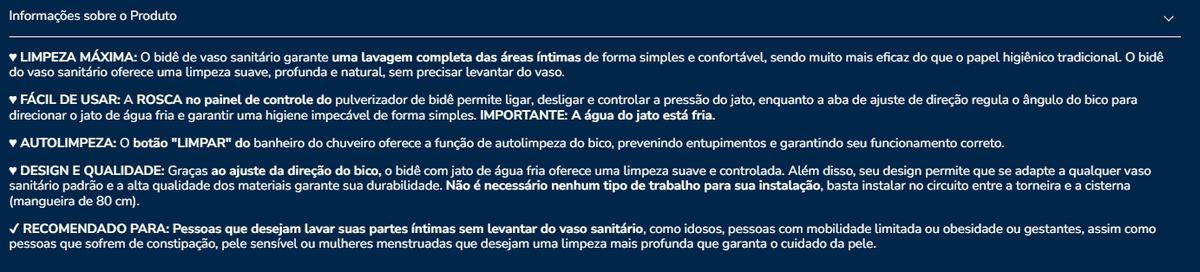 Jato de agua sanita K30008