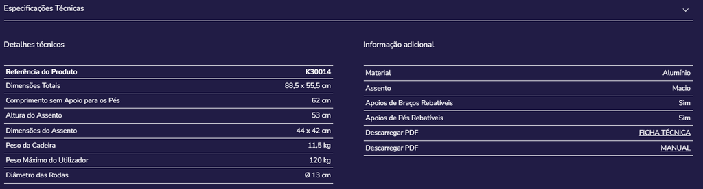 Cadeira de rodas de banho K30014