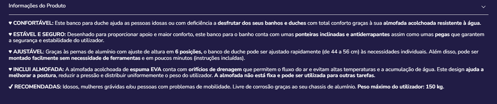 Banco banho K30018