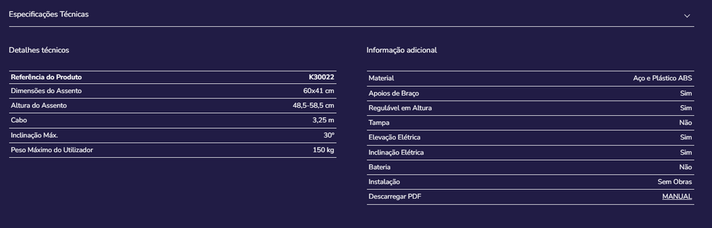 Elevador sanita elétrico Kmina K30022