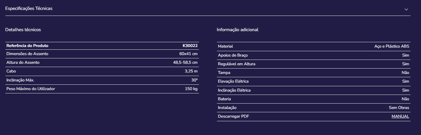 Elevador sanita elétrico Kmina K30022