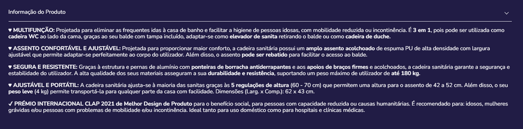 Banco sanitário K30035