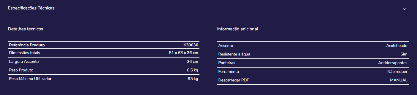 Cadeira de banheira K30036