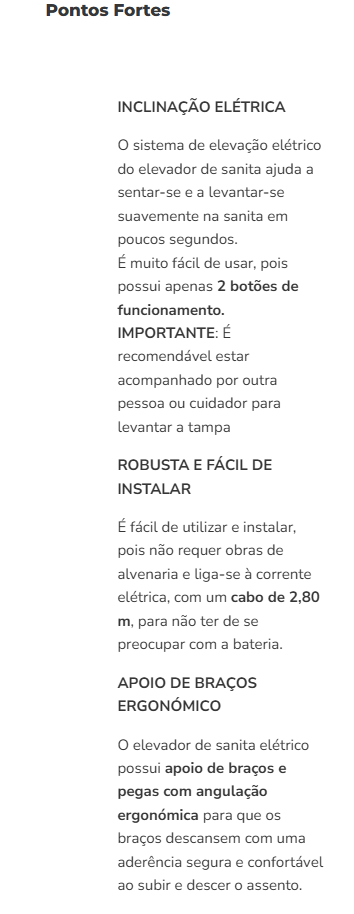 Elevador de sanita elétrico K30037