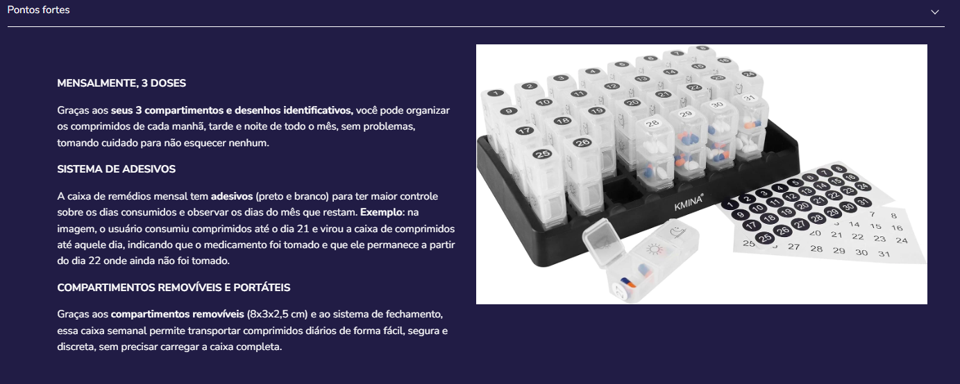 Caixa de comprimidos K40016