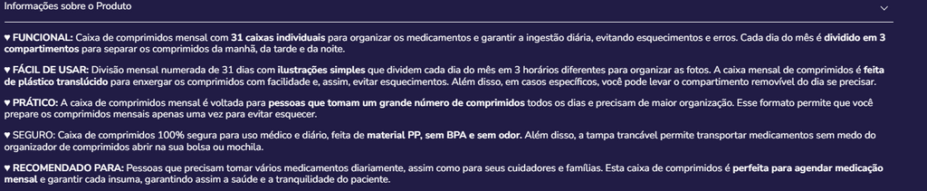 Caixa de comprimidos K40016