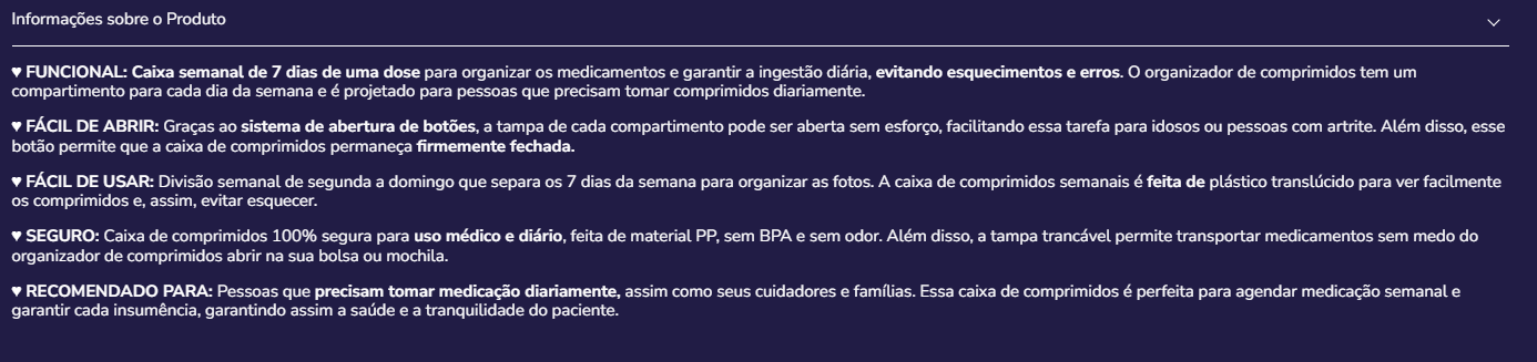 Caixa organização comprimidos K40018