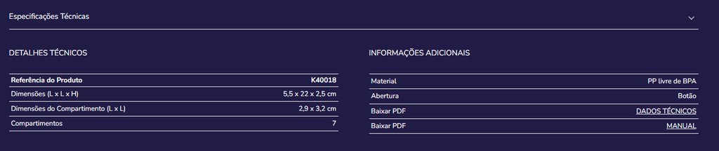 Caixa organização comprimidos K40018