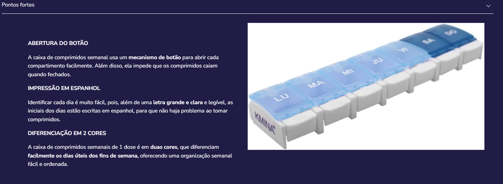 Caixa organização comprimidos K40018