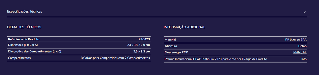 Caixa organizadora de comprimidos K40023