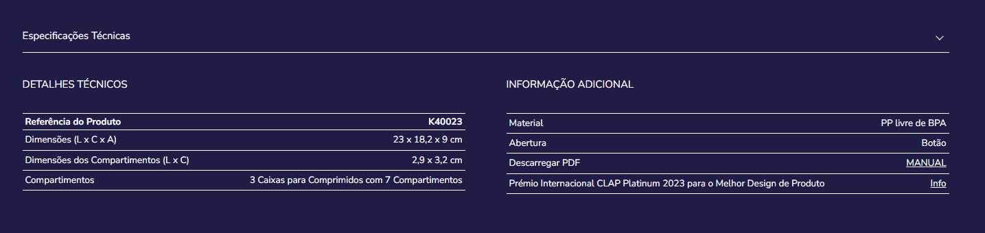 Caixa organizadora de comprimidos K40023