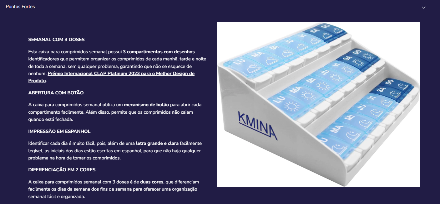 Caixa organizadora de comprimidos K40023