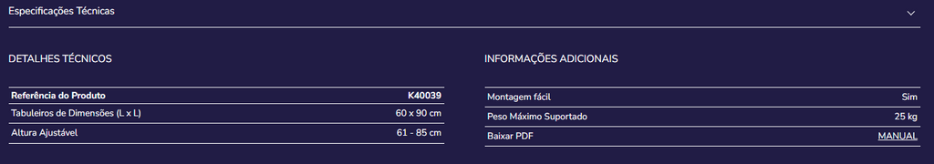Mesa de apoio K40039