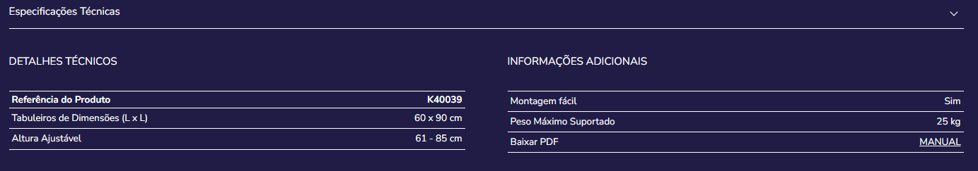 Mesa de apoio K40039