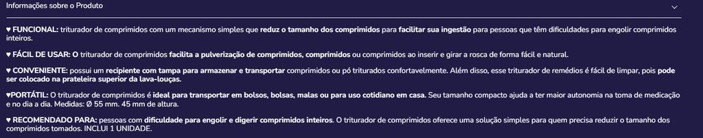 Triturador de comprimidos K40040