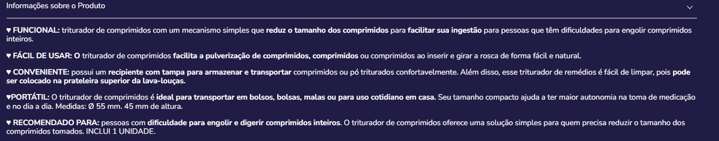 Triturador de comprimidos K40040