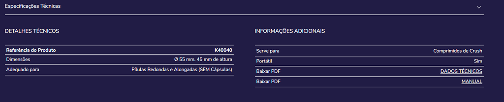 Triturador de comprimidos K40040