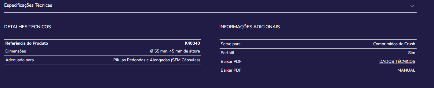 Triturador de comprimidos K40040