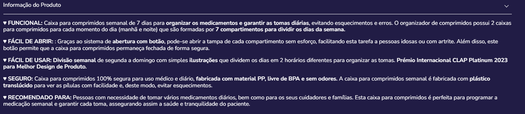 Caixa organizadora de comprimidos K40054