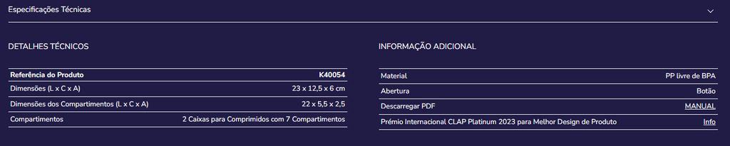 Caixa organizadora de comprimidos K40054