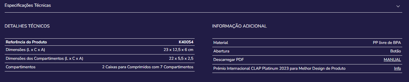 Caixa organizadora de comprimidos K40054