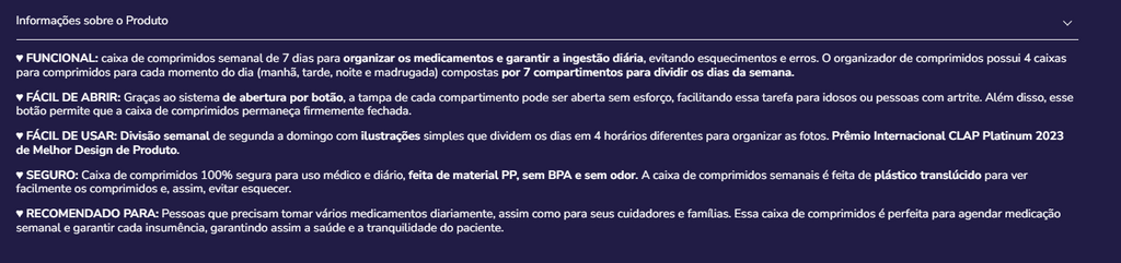 Caixa organização comprimidos K40059