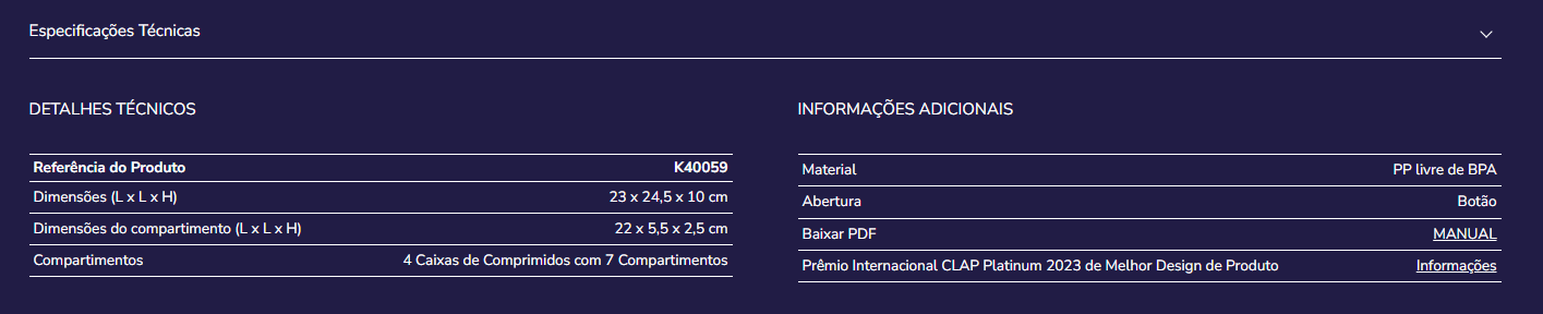 Caixa organização comprimidos K40059